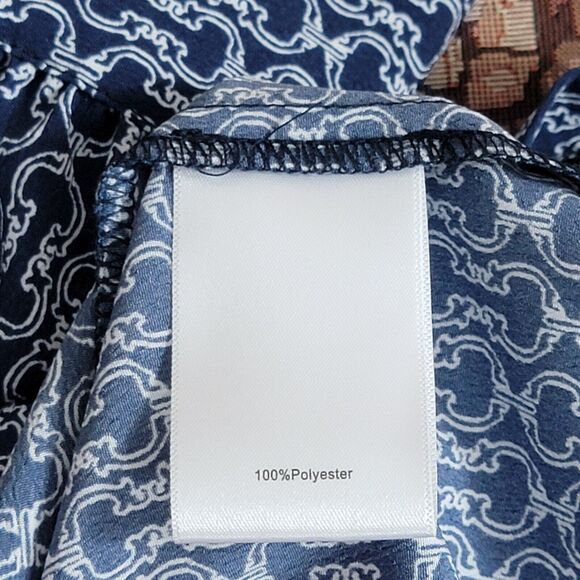 C Wonder by Christian Siriano Dress Womens Medium Blue White Long Sleeve Midi - Picture 12 of 13